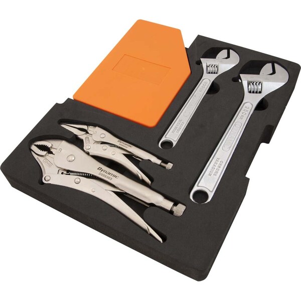 6Pcs Hex Key, Locking Pliers & Adjstbl Wrench Set W/ Foam Tool Orgnzr